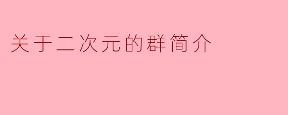 关于二次元的群简介