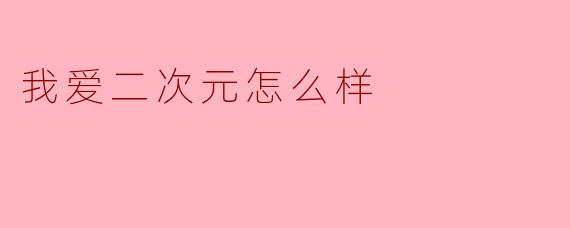 我爱二次元怎么样