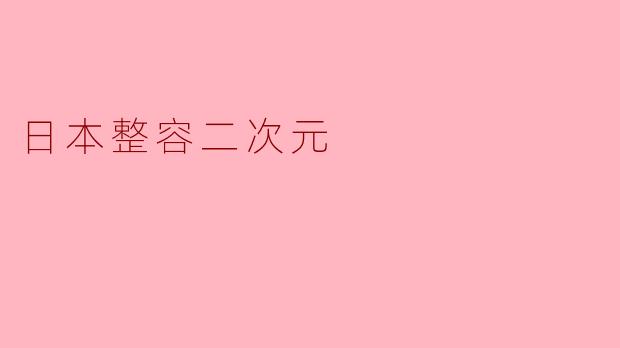日本整容二次元