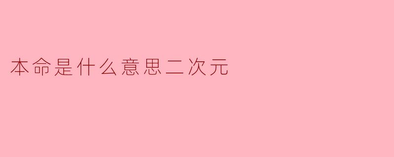 本命是什么意思二次元