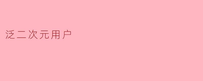 泛二次元用户