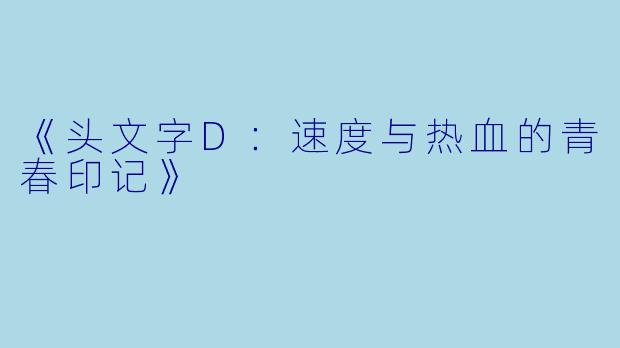 《头文字D:速度与热血的青春印记》