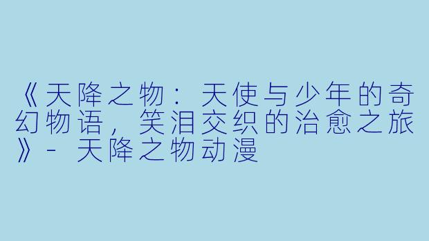 《天降之物：天使与少年的奇幻物语，笑泪交织的治愈之旅》-天降之物动漫