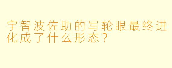 宇智波佐助的写轮眼最终进化成了什么形态？