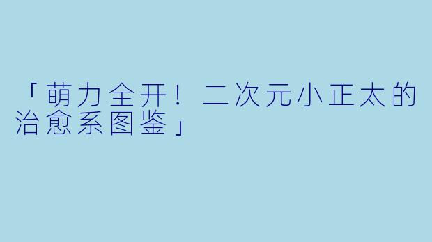 「萌力全开！二次元小正太的治愈系图鉴」