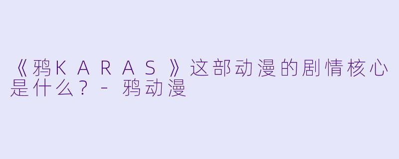《鸦KARAS》这部动漫的剧情核心是什么？-鸦动漫