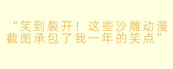 “笑到裂开！这些沙雕动漫截图承包了我一年的笑点”