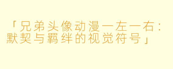 「兄弟头像动漫一左一右：默契与羁绊的视觉符号」