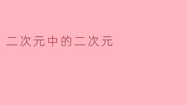 二次元中的二次元