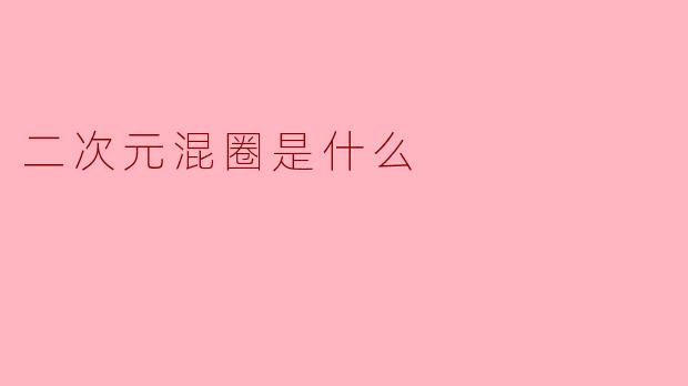二次元混圈是什么