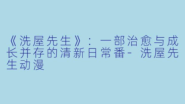 《洗屋先生》：一部治愈与成长并存的清新日常番-洗屋先生动漫