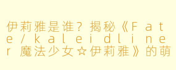伊莉雅是谁？揭秘《Fate/kaleidliner魔法少女☆伊莉雅》的萌系魔法世界