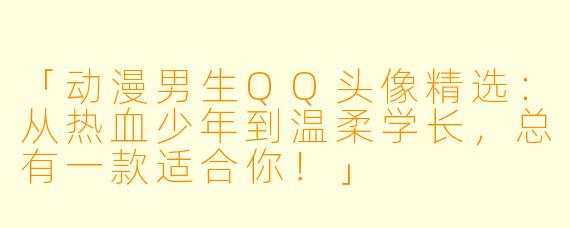 「动漫男生QQ头像精选：从热血少年到温柔学长，总有一款适合你！」