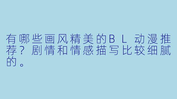 有哪些画风精美的BL动漫推荐？剧情和情感描写比较细腻的。