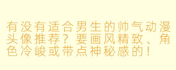 有没有适合男生的帅气动漫头像推荐？要画风精致、角色冷峻或带点神秘感的！