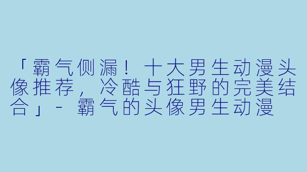 「霸气侧漏！十大男生动漫头像推荐，冷酷与狂野的完美结合」-霸气的头像男生动漫