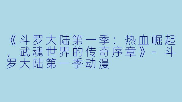 《斗罗大陆第一季：热血崛起，武魂世界的传奇序章》-斗罗大陆第一季动漫