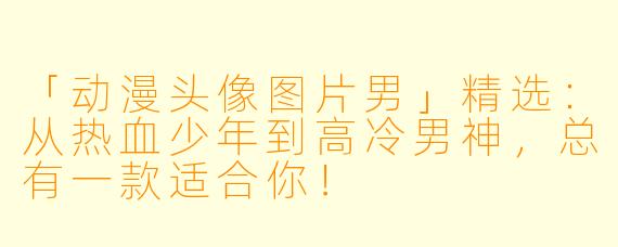 「动漫头像图片男」精选：从热血少年到高冷男神，总有一款适合你！