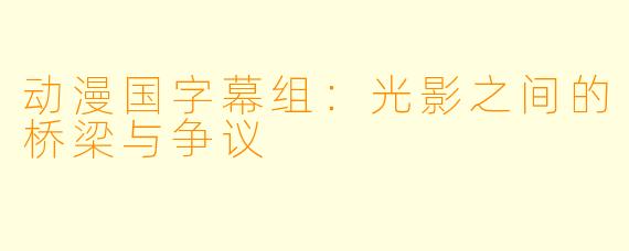 动漫国字幕组：光影之间的桥梁与争议