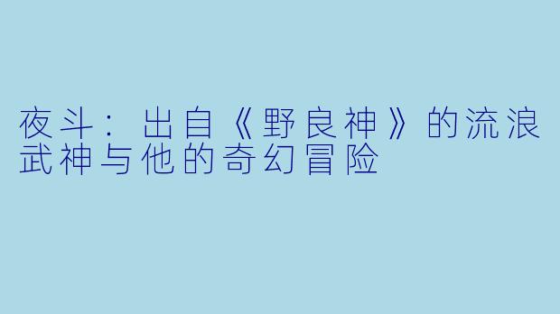 夜斗：出自《野良神》的流浪武神与他的奇幻冒险