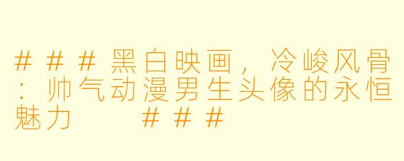 ###黑白映画，冷峻风骨：帅气动漫男生头像的永恒魅力

###