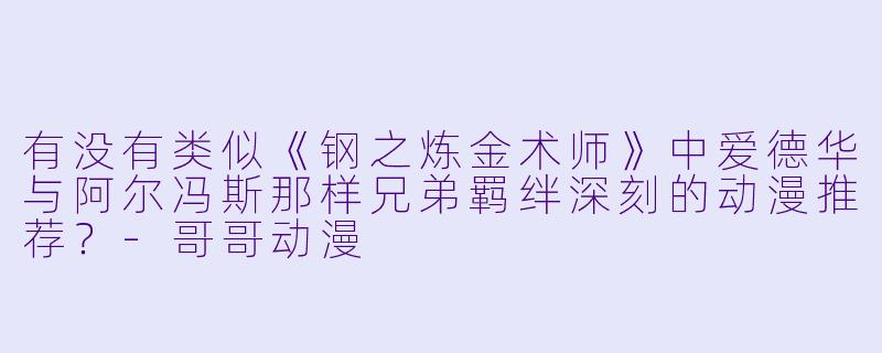 有没有类似《钢之炼金术师》中爱德华与阿尔冯斯那样兄弟羁绊深刻的动漫推荐？-哥哥动漫
