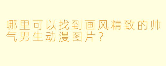 哪里可以找到画风精致的帅气男生动漫图片？