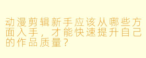 动漫剪辑新手应该从哪些方面入手，才能快速提升自己的作品质量？