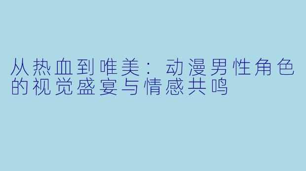 从热血到唯美：动漫男性角色的视觉盛宴与情感共鸣