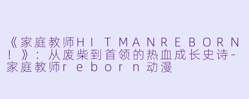 《家庭教师HITMANREBORN！》：从废柴到首领的热血成长史诗-家庭教师reborn动漫