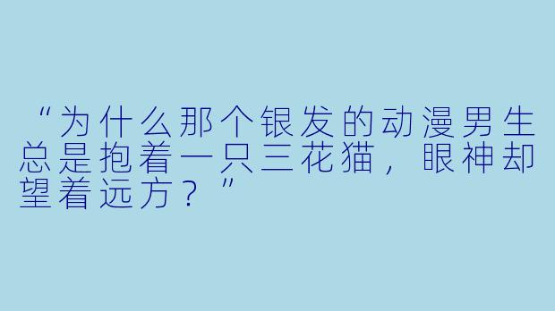“为什么那个银发的动漫男生总是抱着一只三花猫，眼神却望着远方？”