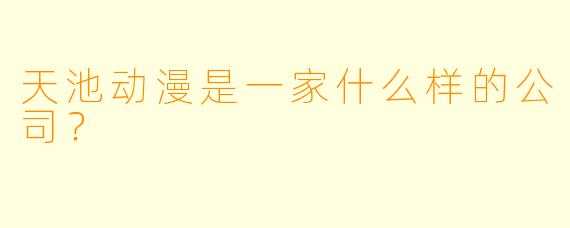 天池动漫是一家什么样的公司？