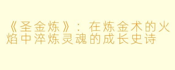 《圣金炼》:在炼金术的火焰中淬炼灵魂的成长史诗