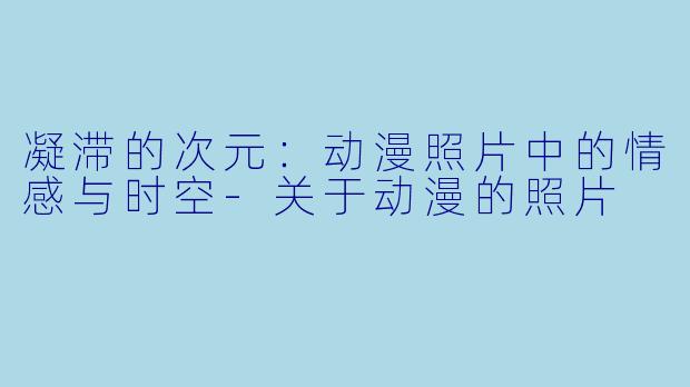 凝滞的次元：动漫照片中的情感与时空-关于动漫的照片
