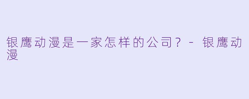 银鹰动漫是一家怎样的公司？
