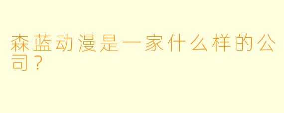 森蓝动漫是一家什么样的公司？