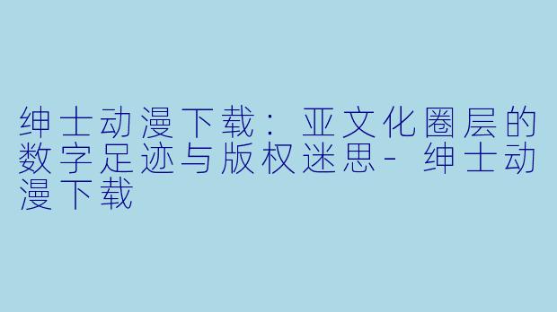 绅士动漫下载：亚文化圈层的数字足迹与版权迷思-绅士动漫下载