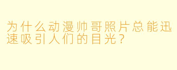 为什么动漫帅哥照片总能迅速吸引人们的目光？
