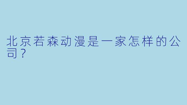 北京若森动漫是一家怎样的公司？