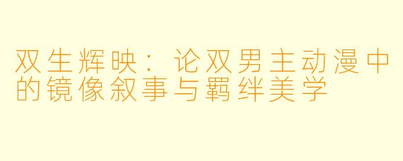 双生辉映：论双男主动漫中的镜像叙事与羁绊美学