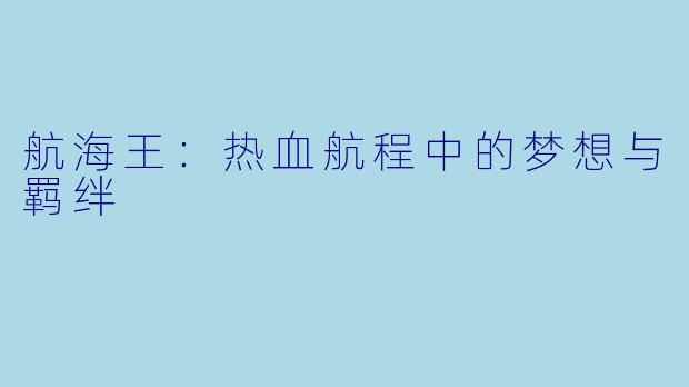 航海王：热血航程中的梦想与羁绊