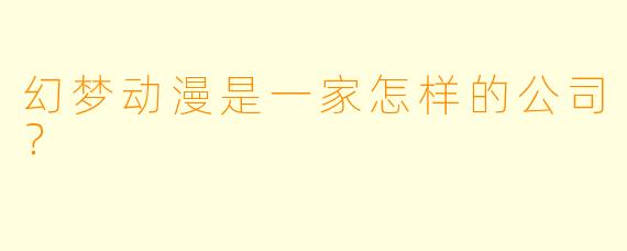 幻梦动漫是一家怎样的公司？