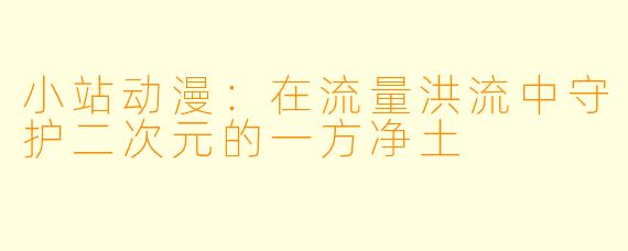 小站动漫：在流量洪流中守护二次元的一方净土