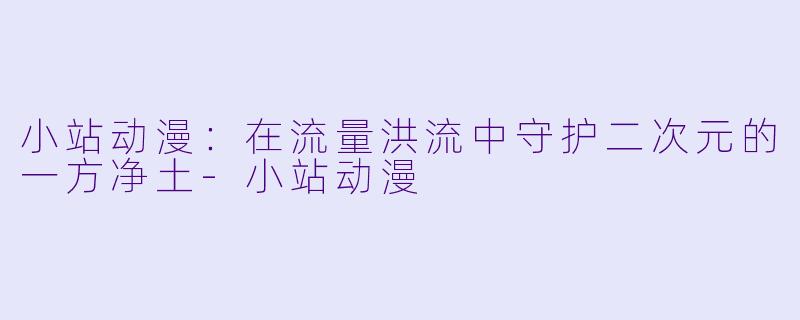 小站动漫：在流量洪流中守护二次元的一方净土-小站动漫