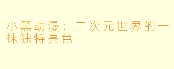 小黑动漫：二次元世界的一抹独特亮色