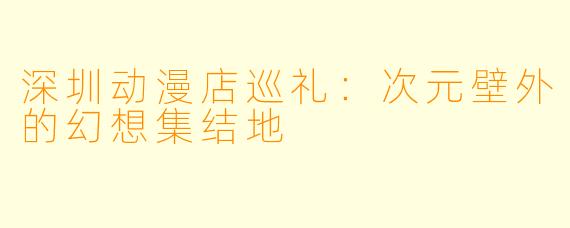 深圳动漫店巡礼：次元壁外的幻想集结地