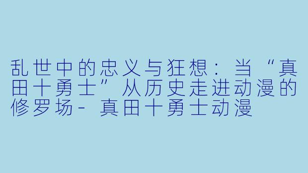 乱世中的忠义与狂想：当“真田十勇士”从历史走进动漫的修罗场-真田十勇士动漫