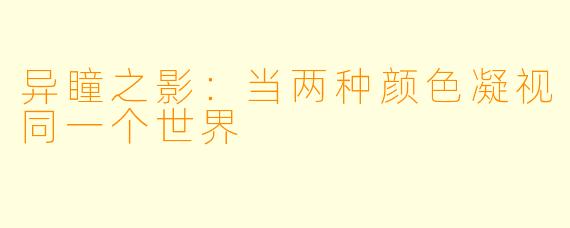 异瞳之影：当两种颜色凝视同一个世界