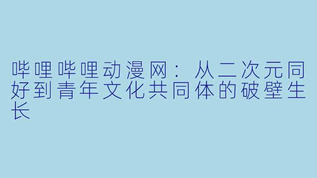哔哩哔哩动漫网:从二次元同好到青年文化共同体的破壁生长