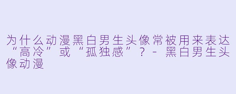 为什么动漫黑白男生头像常被用来表达“高冷”或“孤独感”？-黑白男生头像动漫